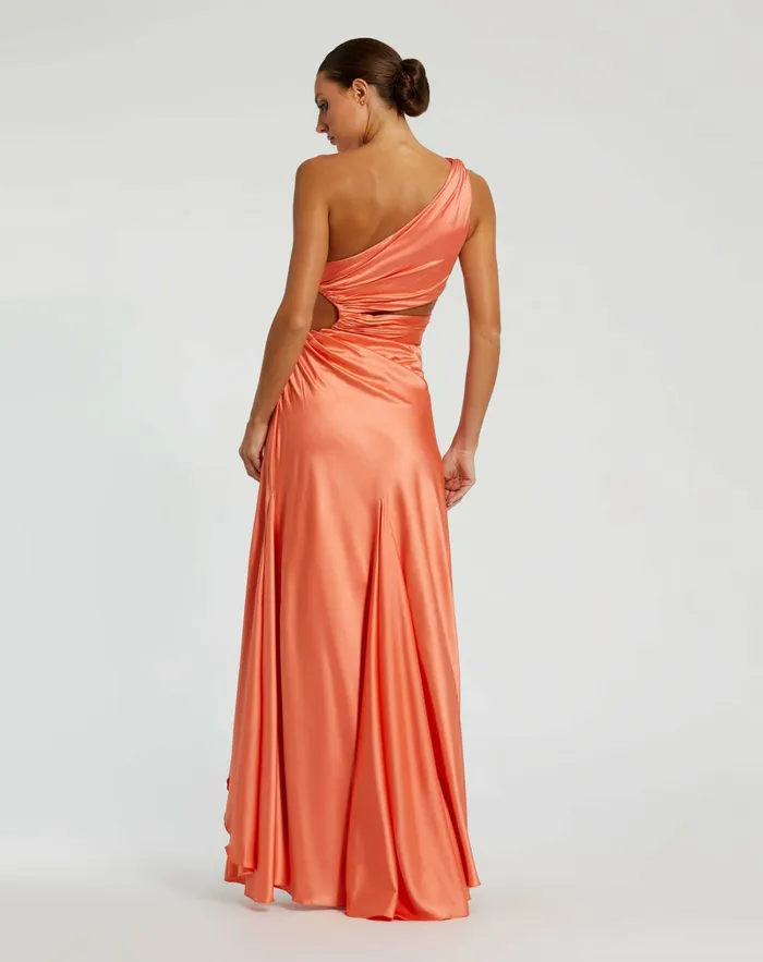 Women Best Sellers Mac Duggal Cut Out One Shoulder Satin Gown Spring Green