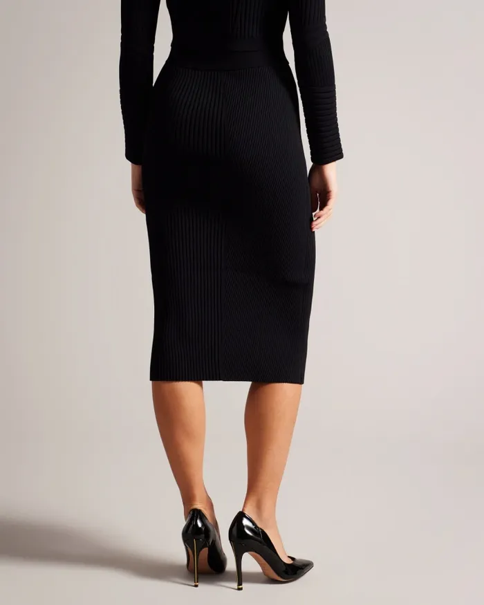 Women BETYLOU 8211 Ribbed Knit Midi Pencil Skirt Black Ted Baker Skirts