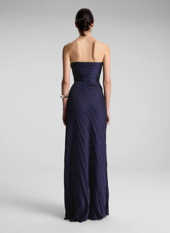 Women Bianca Strapless Pleated Maxi Dress Riviera ALC Dresses