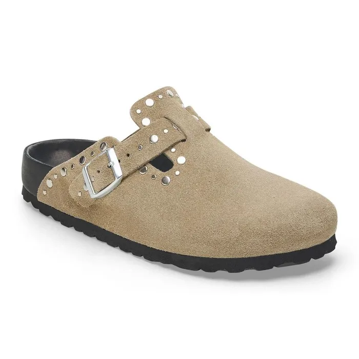 Women Birkenstock Clogs Boston Rivets Taupe