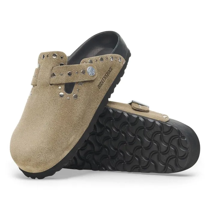 Women Birkenstock Clogs Boston Rivets Taupe