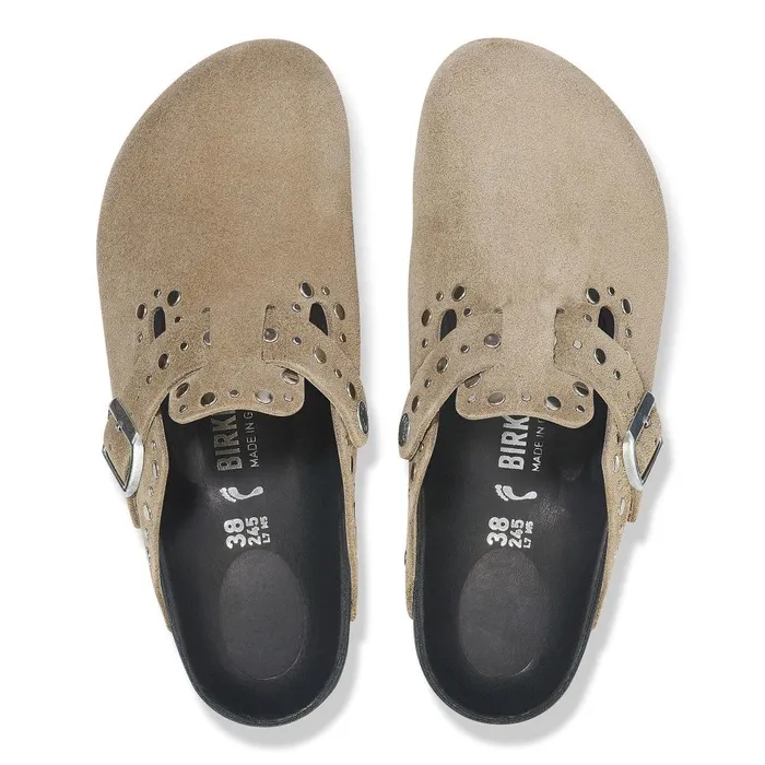 Women Birkenstock Clogs Boston Rivets Taupe