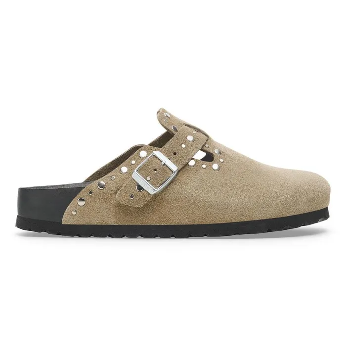 Women Birkenstock Clogs Boston Rivets Taupe