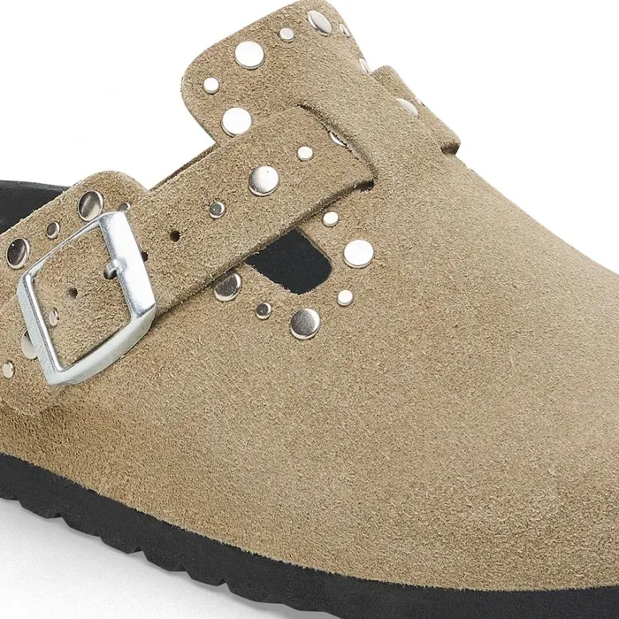 Women Birkenstock Clogs Boston Rivets Taupe
