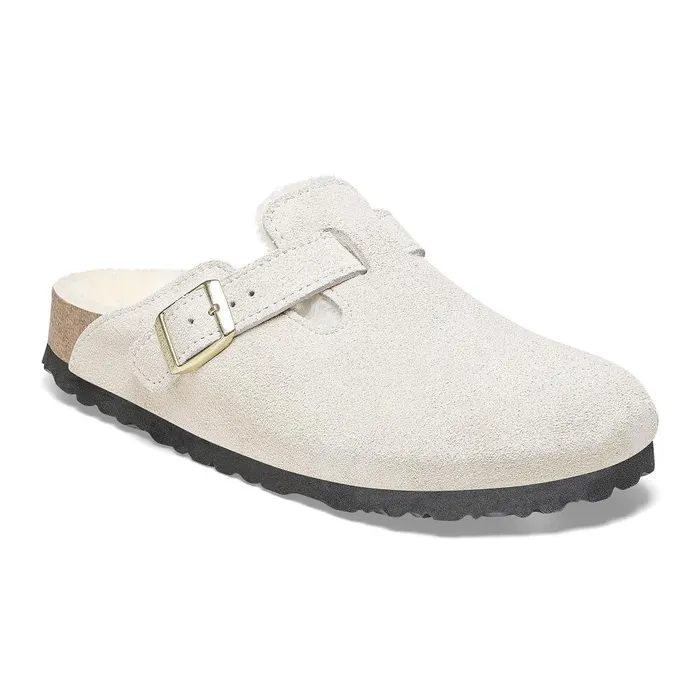 Women Birkenstock Clogs Boston Shearling Antique White