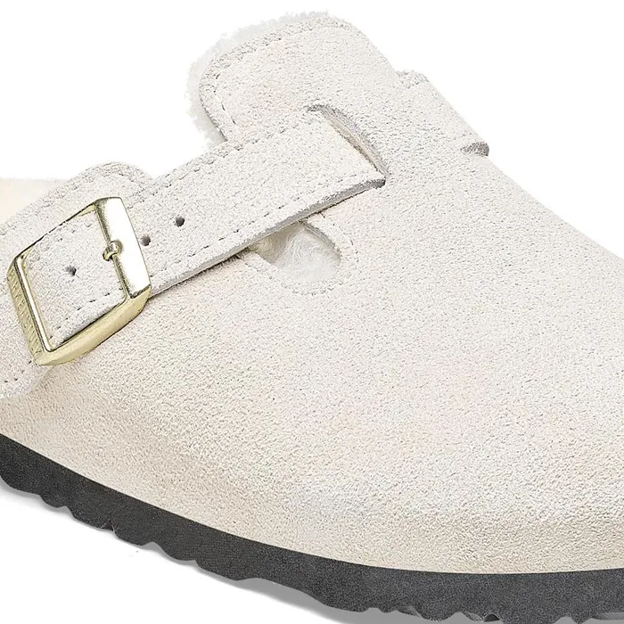 Women Birkenstock Clogs Boston Shearling Antique White