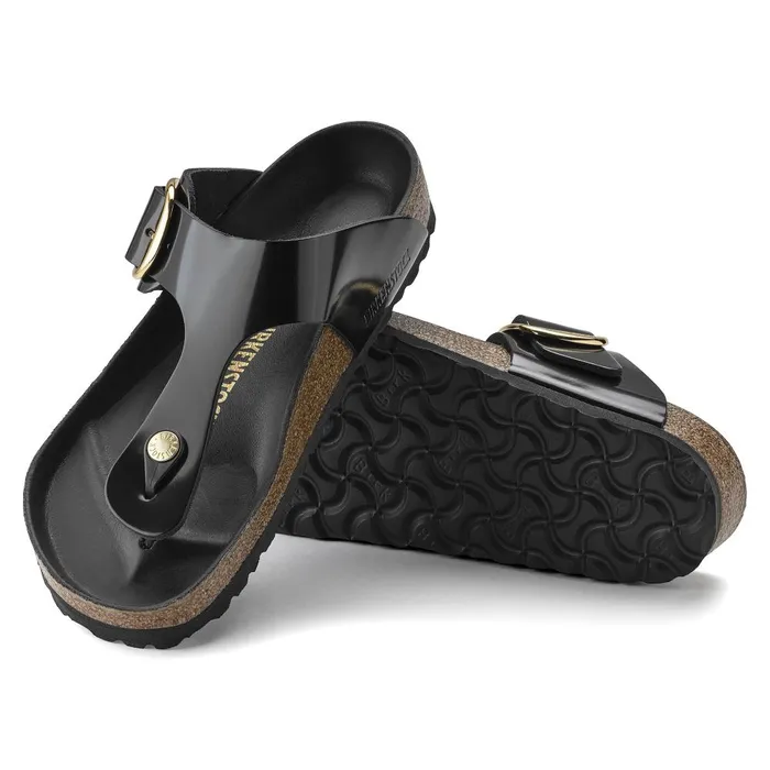 Women Birkenstock Thong Gizeh Big Buckle High Shine Black