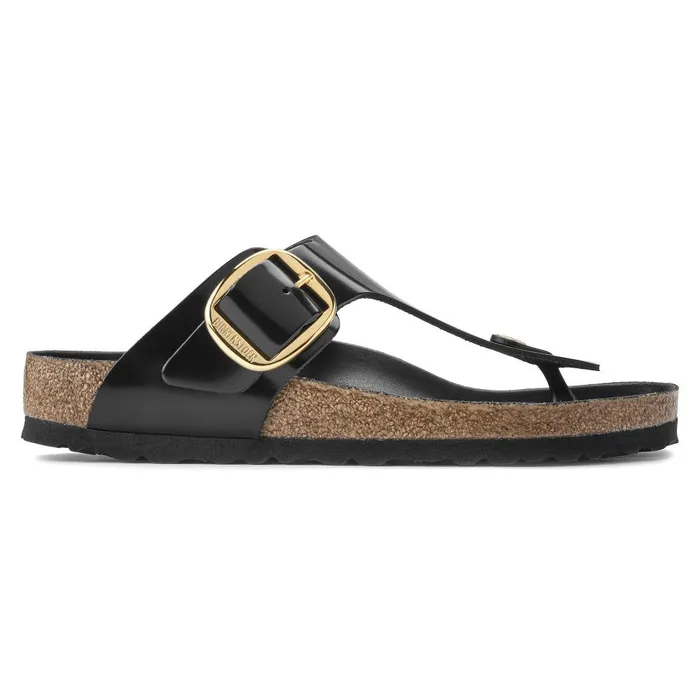 Women Birkenstock Thong Gizeh Big Buckle High Shine Black
