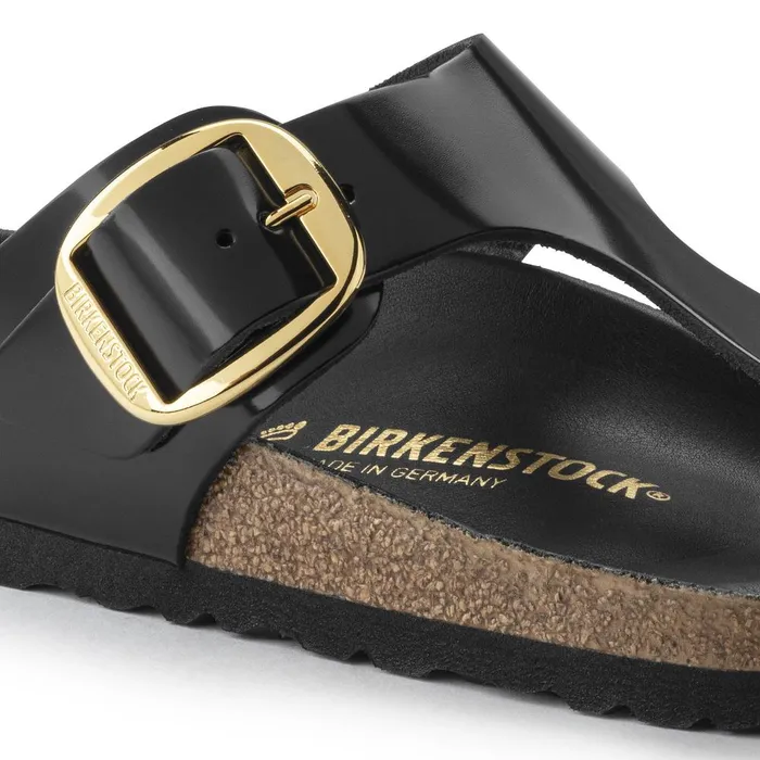 Women Birkenstock Thong Gizeh Big Buckle High Shine Black