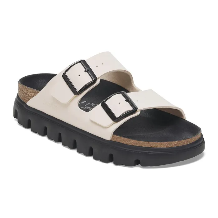 Women Birkenstock TwoStrap Arizona Chunky Eggshell Black
