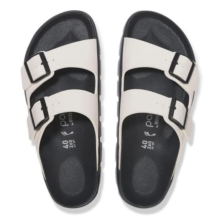 Women Birkenstock TwoStrap Arizona Chunky Eggshell Black