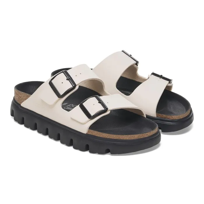 Women Birkenstock TwoStrap Arizona Chunky Eggshell Black