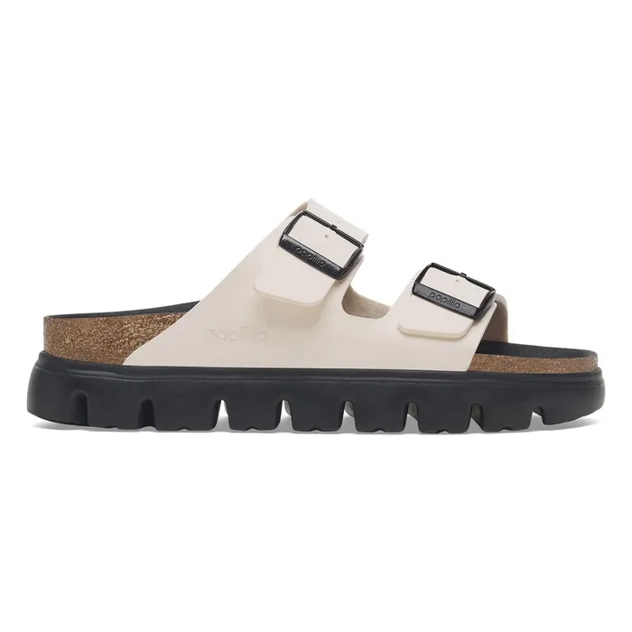 Women Birkenstock TwoStrap Arizona Chunky Eggshell Black