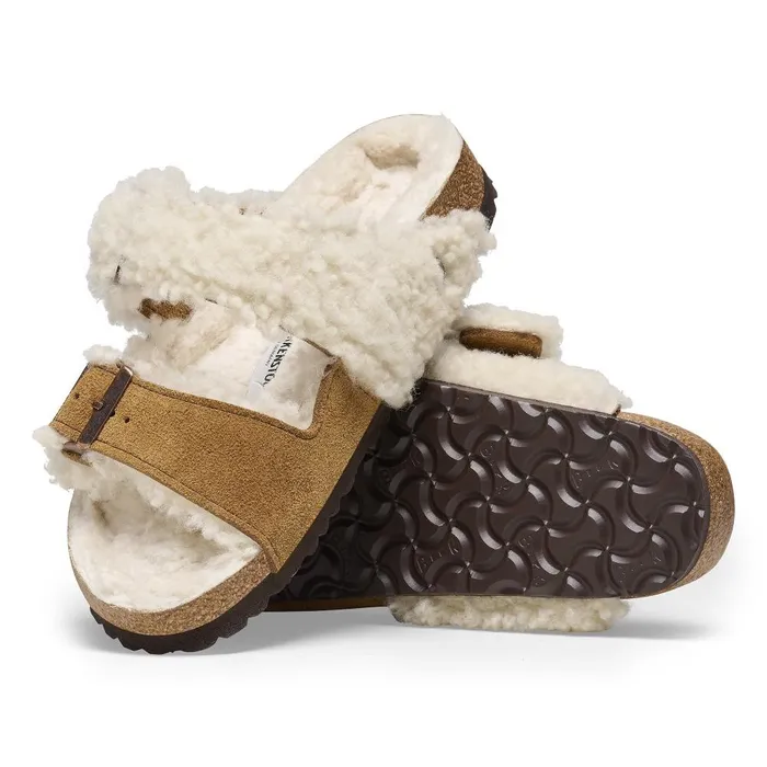 Women Birkenstock TwoStrap Arizona Teddy Split Mink
