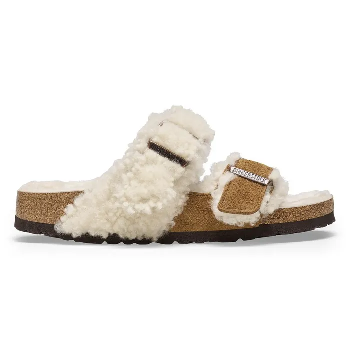 Women Birkenstock TwoStrap Arizona Teddy Split Mink