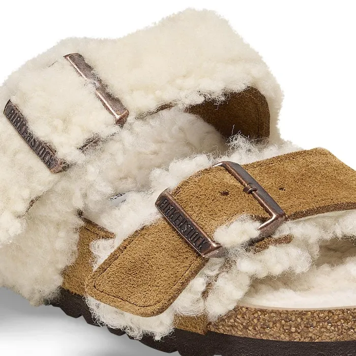 Women Birkenstock TwoStrap Arizona Teddy Split Mink