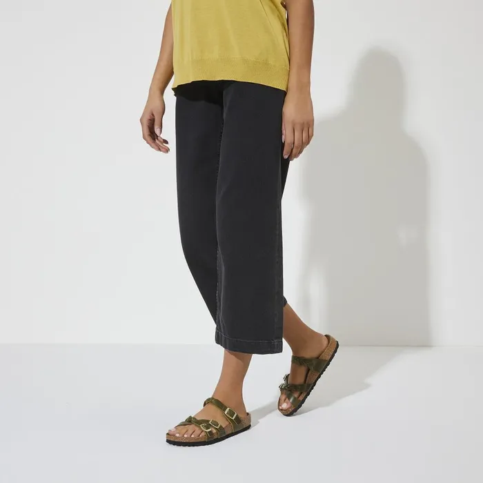 Women Birkenstock TwoStrap Franca Braided Olive Green