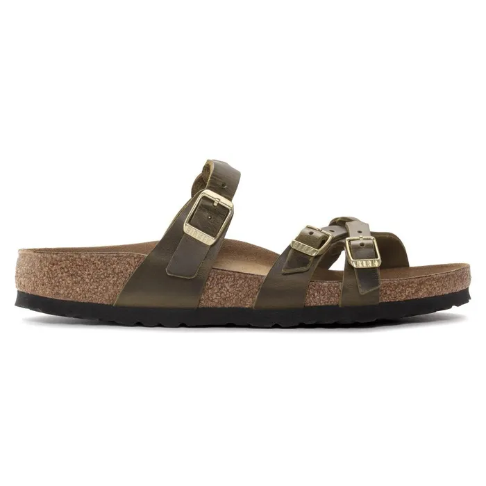Women Birkenstock TwoStrap Franca Braided Olive Green