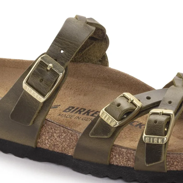 Women Birkenstock TwoStrap Franca Braided Olive Green