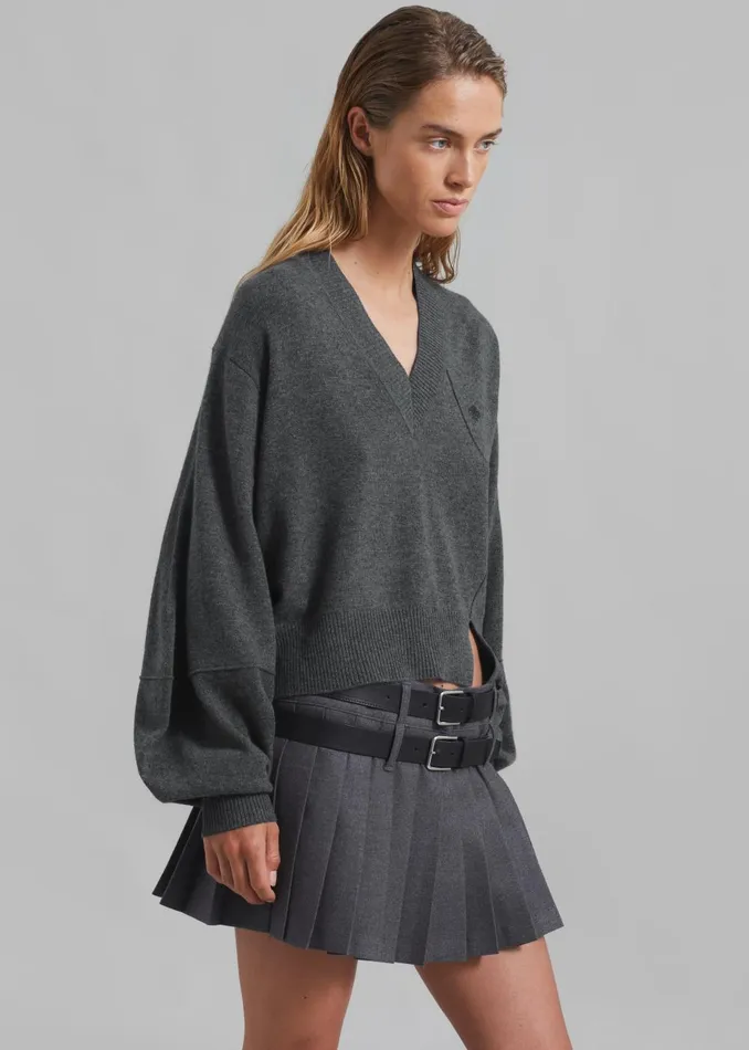 Women Blake Mini Pleated Skirt 8211 Dark Grey Melange The Frankie Shop Bottoms