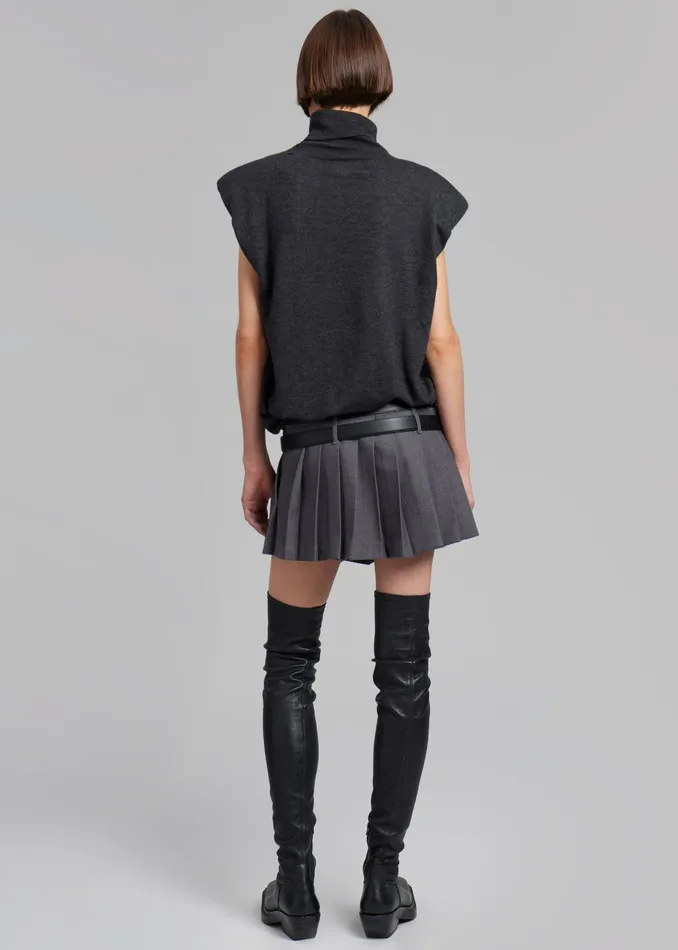 Women Blake Mini Pleated Skirt 8211 Dark Grey Melange The Frankie Shop Bottoms