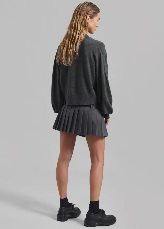 Women Blake Mini Pleated Skirt 8211 Dark Grey Melange The Frankie Shop Bottoms