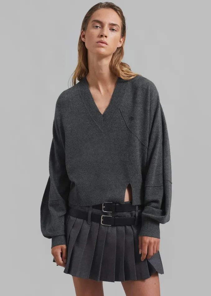 Women Blake Mini Pleated Skirt 8211 Dark Grey Melange The Frankie Shop Bottoms
