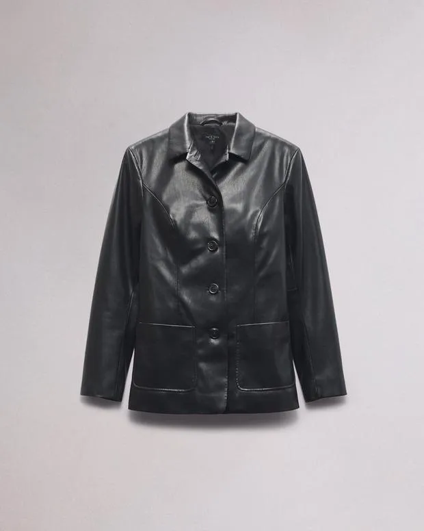 Women Blazers and Vests Rag and Bone Drew Faux Leather Blazer Black