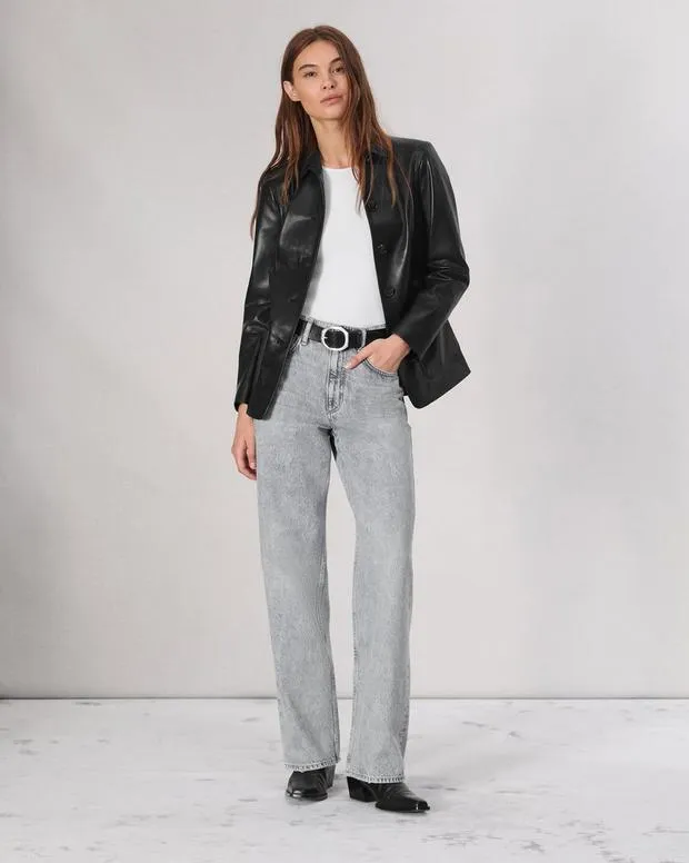 Women Blazers and Vests Rag and Bone Drew Faux Leather Blazer Black