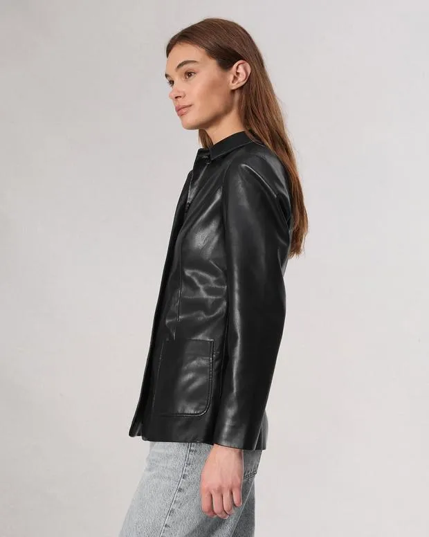 Women Blazers and Vests Rag and Bone Drew Faux Leather Blazer Black
