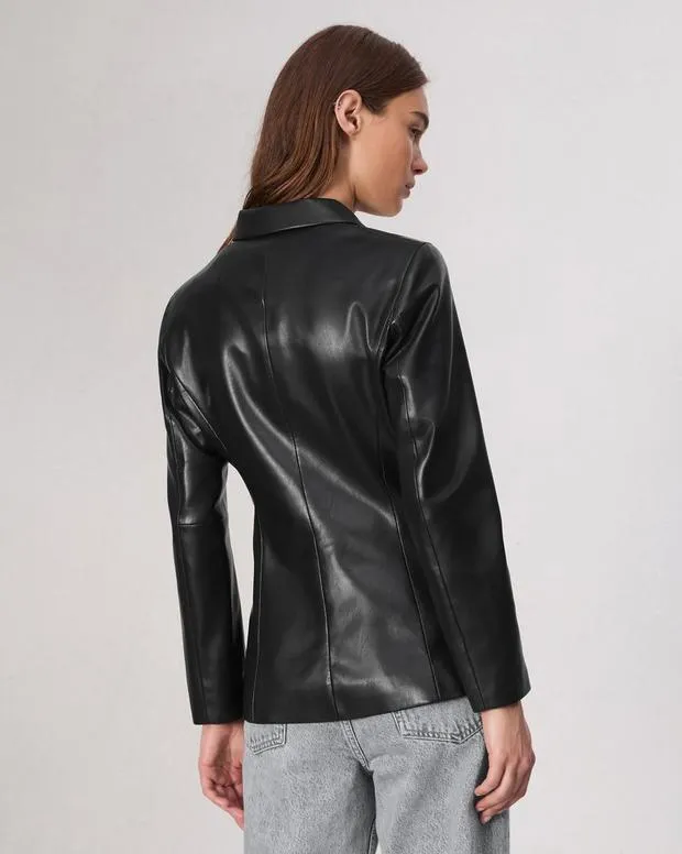 Women Blazers and Vests Rag and Bone Drew Faux Leather Blazer Black
