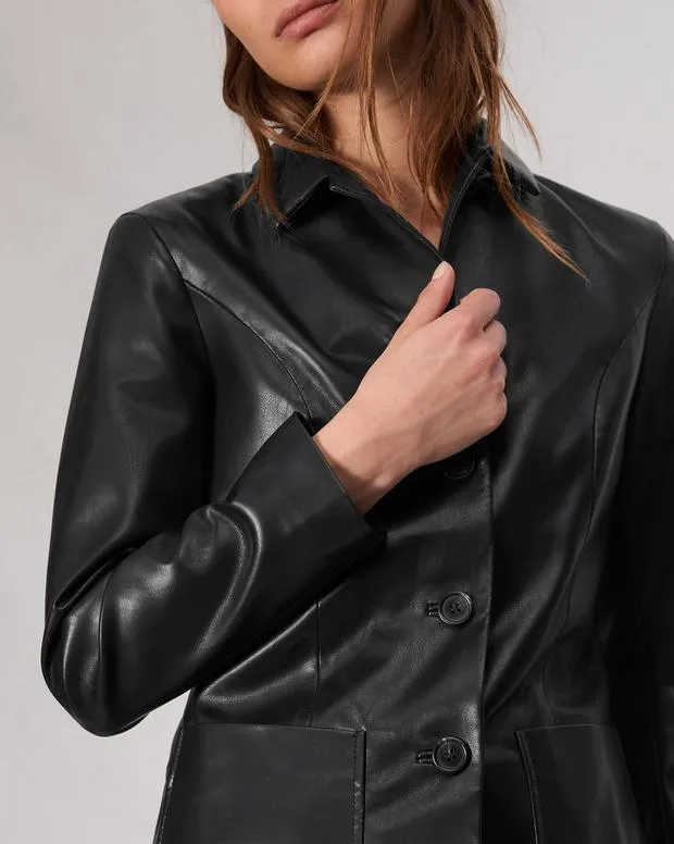Women Blazers and Vests Rag and Bone Drew Faux Leather Blazer Black