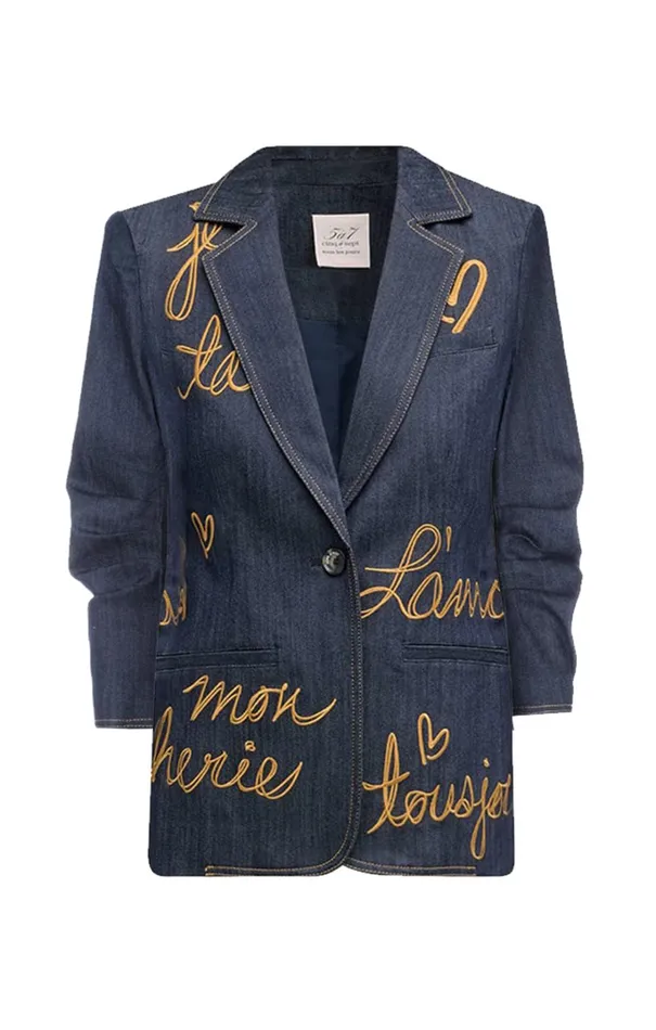 Women Blazers Cinq Sept Denim Lamour Khloe Blazer Indigo