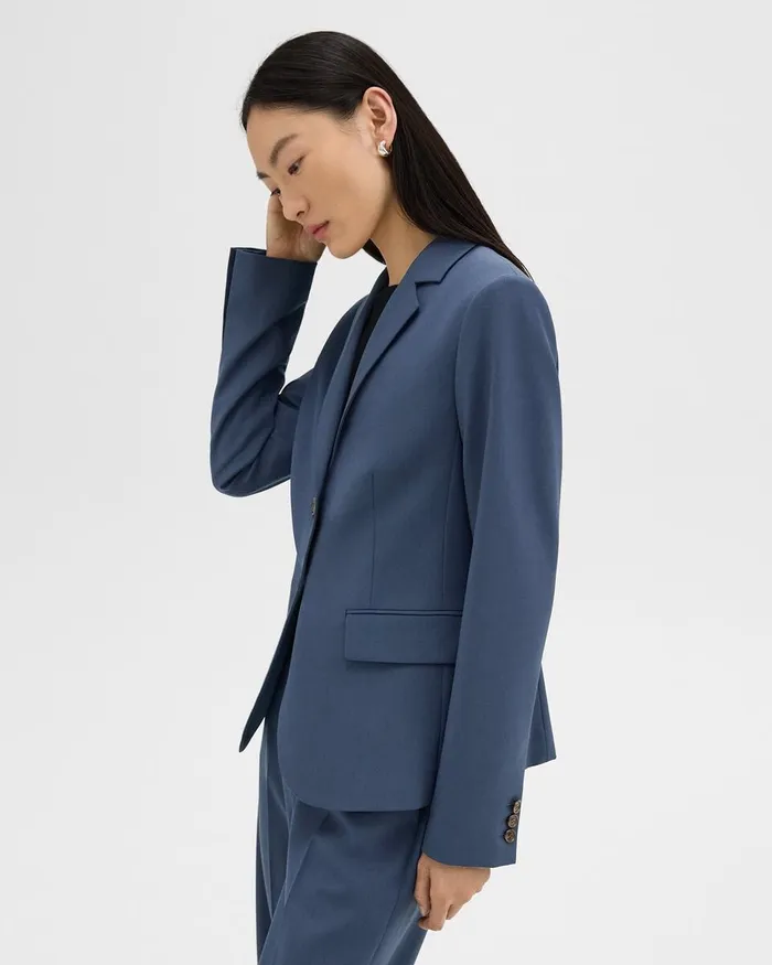 Women Blazers Jackets Theory Carissa Blazer In Good Wool Ash Blue