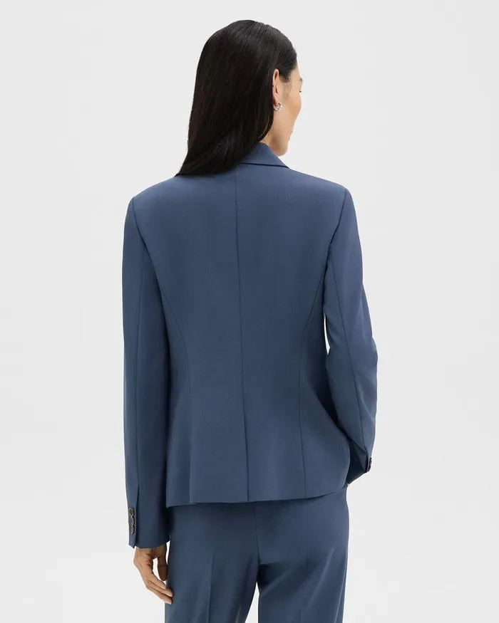 Women Blazers Jackets Theory Carissa Blazer In Good Wool Ash Blue