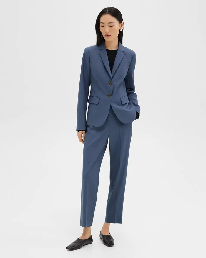 Women Blazers Jackets Theory Carissa Blazer In Good Wool Ash Blue
