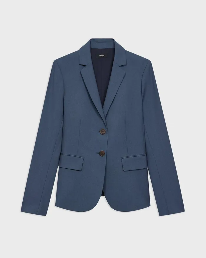 Women Blazers Jackets Theory Carissa Blazer In Good Wool Ash Blue