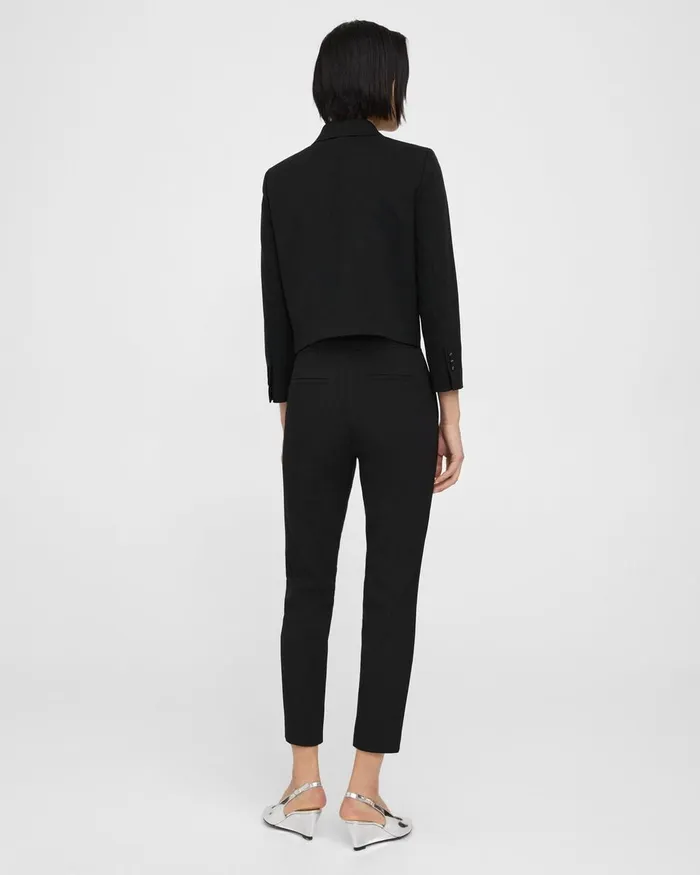 Women Blazers Jackets Theory Cropped Jacket In Textured Gabardine Black