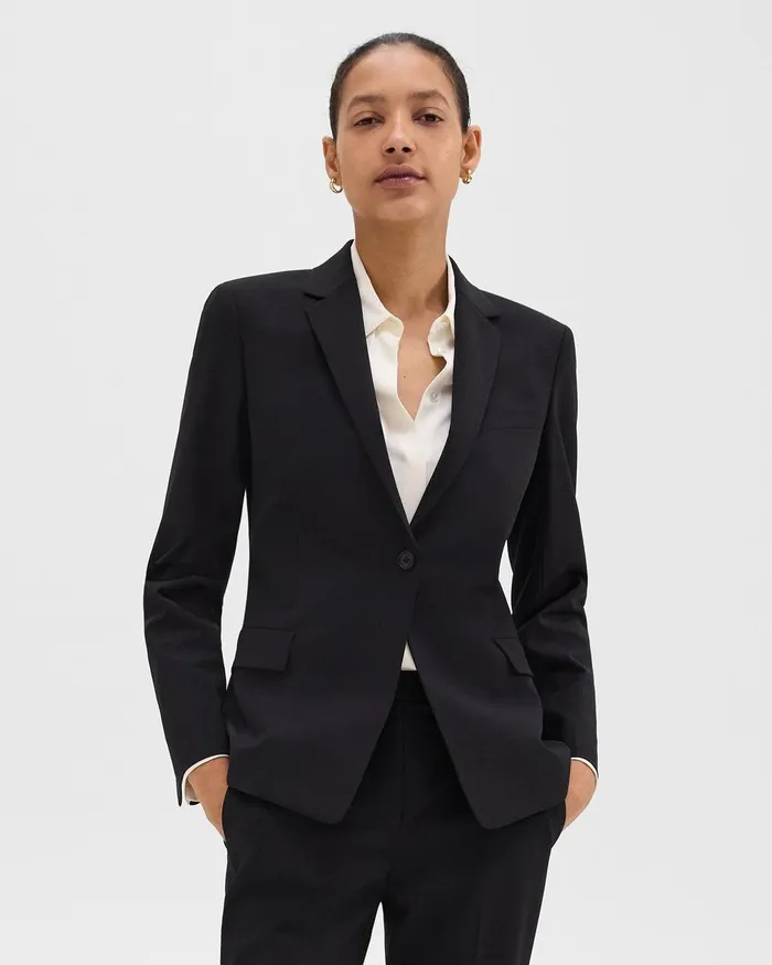 Women Blazers Jackets Theory Slim Blazer In Good Wool Black