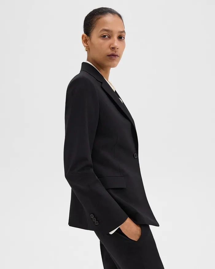 Women Blazers Jackets Theory Slim Blazer In Good Wool Black