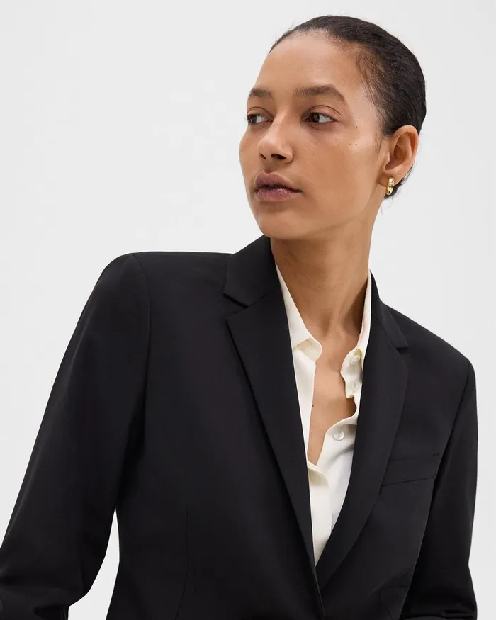 Women Blazers Jackets Theory Slim Blazer In Good Wool Black
