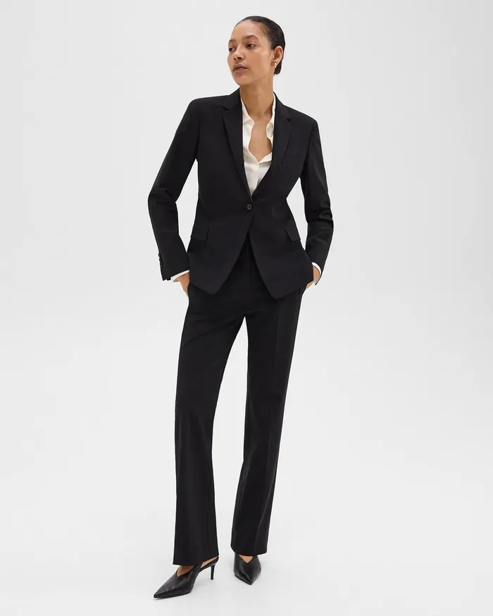 Women Blazers Jackets Theory Slim Blazer In Good Wool Black