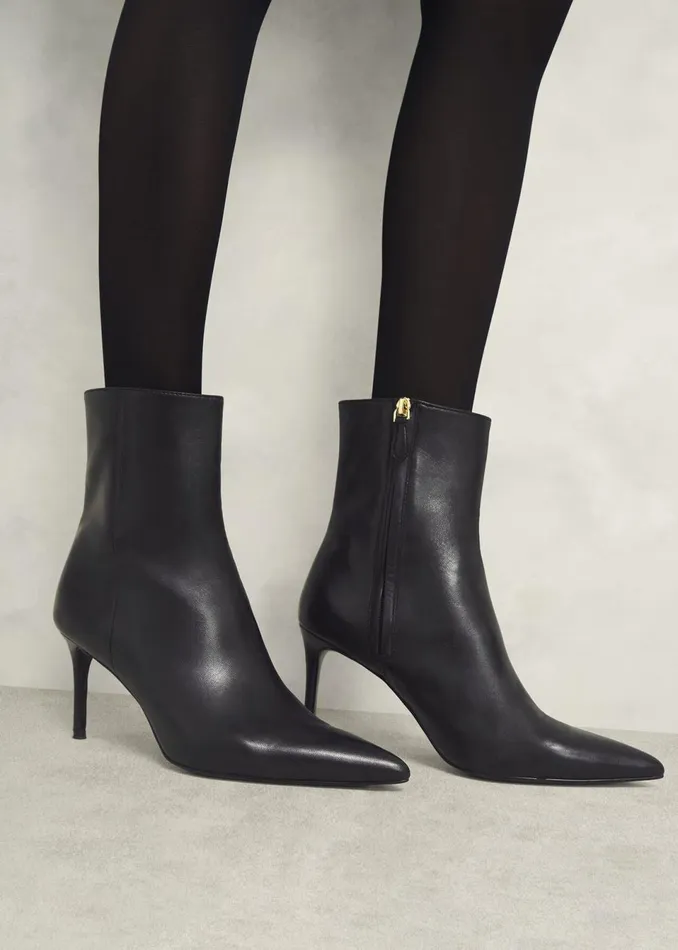 Women Boots Hobbs Aria Leather Ankle Boots Black