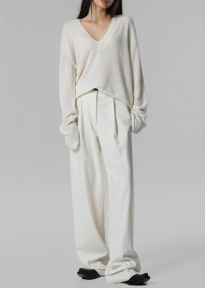 Women Brayden V Neck Sweater 8211 Cream The Frankie Shop Knitwear