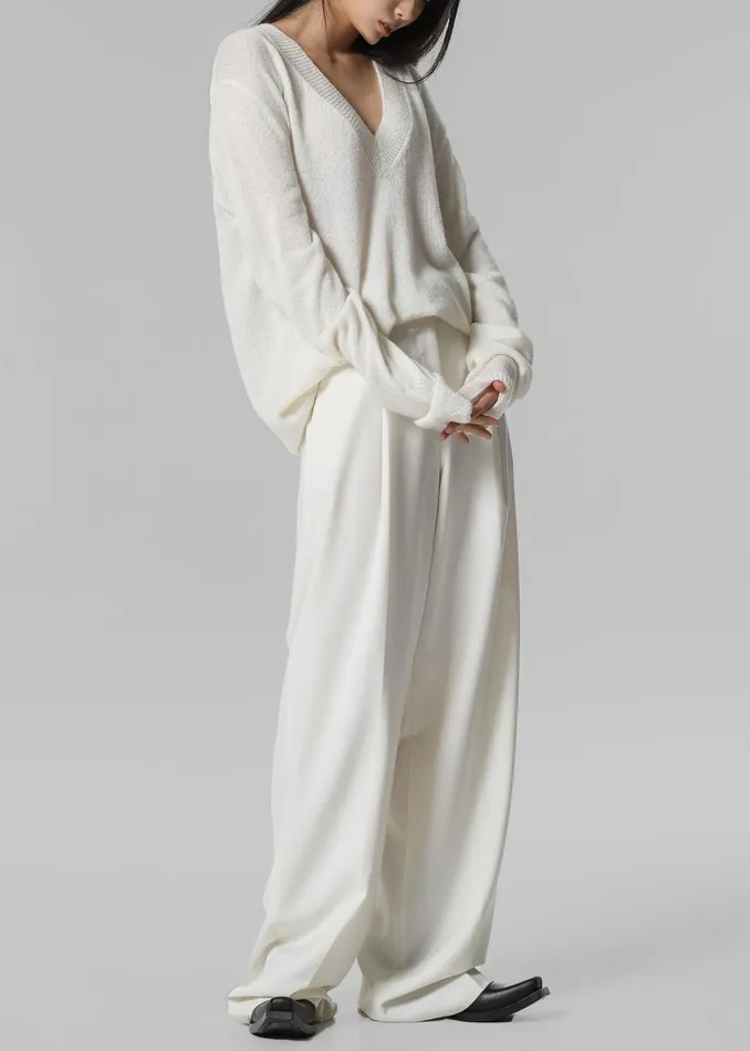 Women Brayden V Neck Sweater 8211 Cream The Frankie Shop Knitwear
