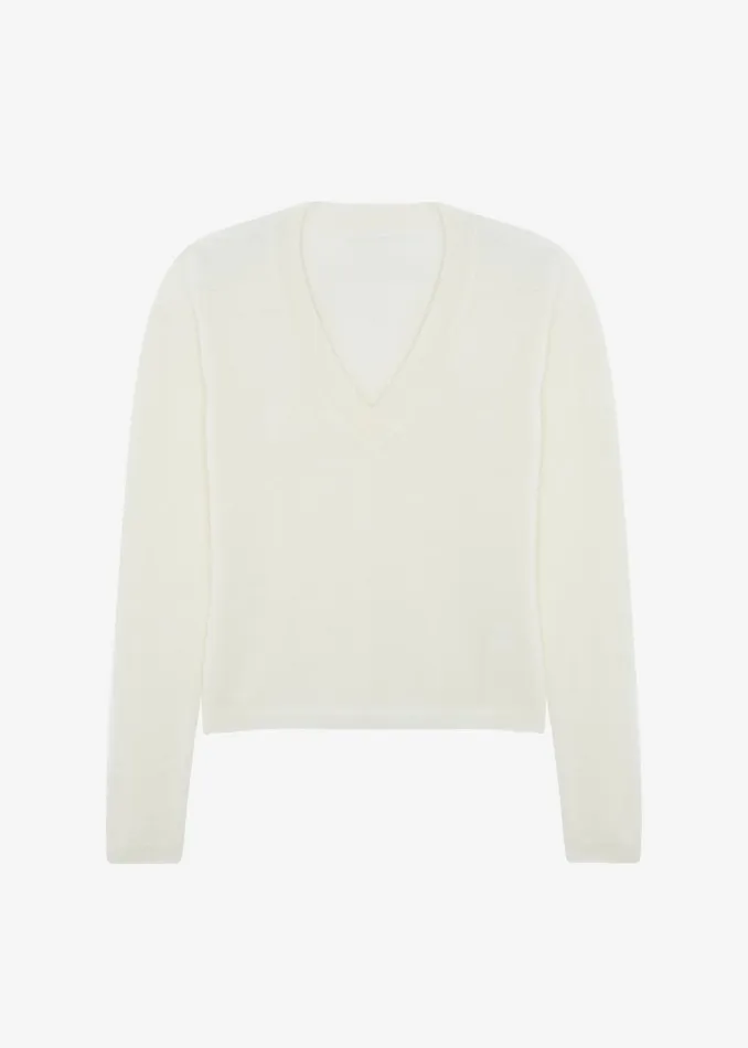 Women Brayden V Neck Sweater 8211 Cream The Frankie Shop Knitwear