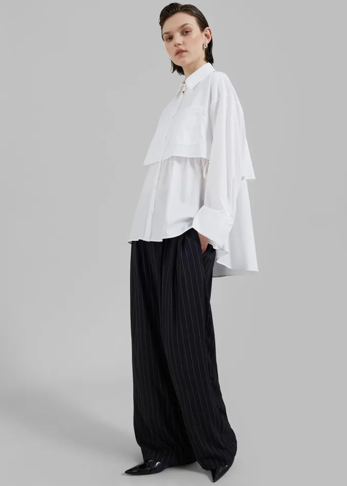 Women Bria Layered Button Up Shirt 8211 White The Frankie Shop Tops