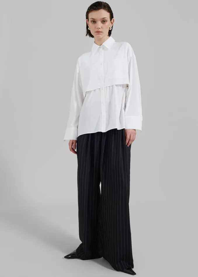 Women Bria Layered Button Up Shirt 8211 White The Frankie Shop Tops