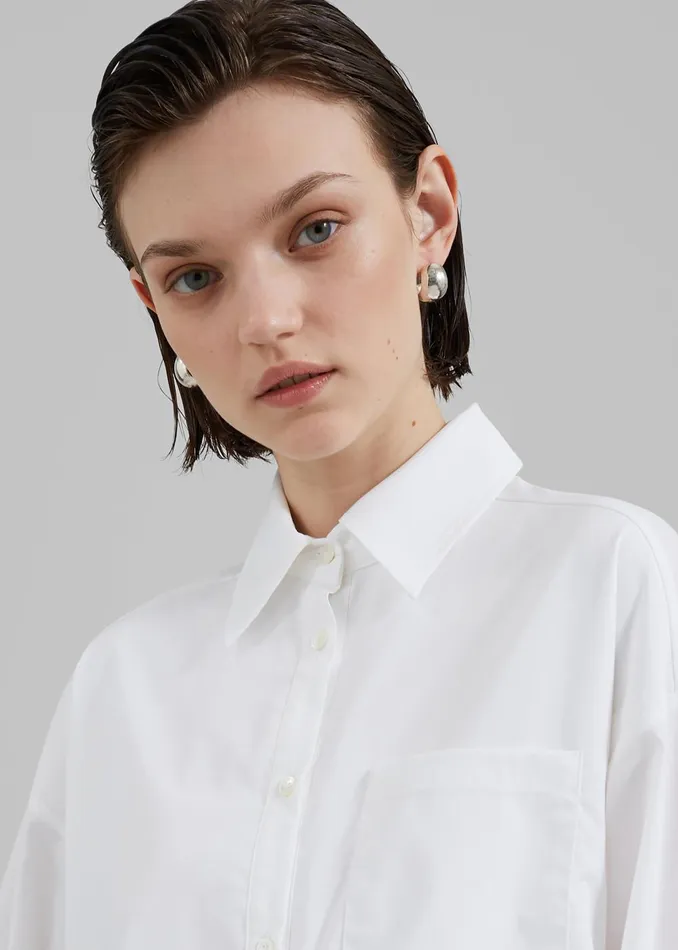 Women Bria Layered Button Up Shirt 8211 White The Frankie Shop Tops