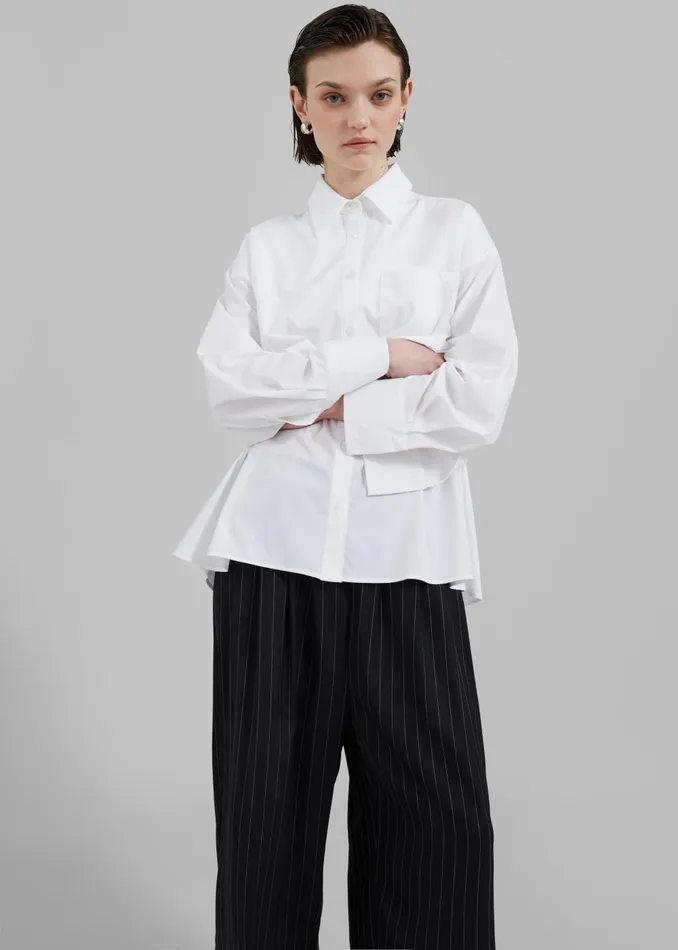 Women Bria Layered Button Up Shirt 8211 White The Frankie Shop Tops